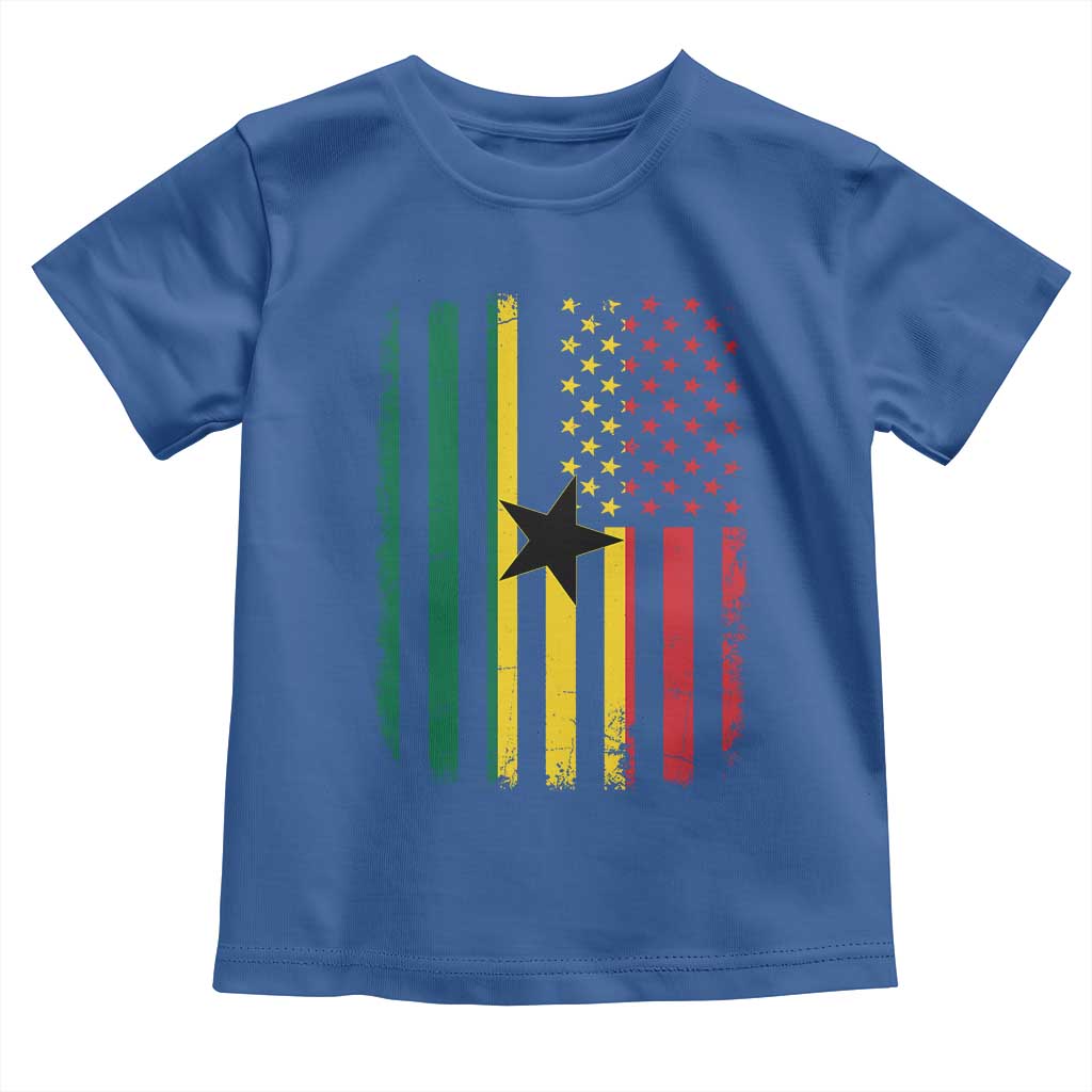 Ghana American Flag Toddler T Shirt Vintage Ghanaian Pride Heritage Graphic for Ghanaian Americans