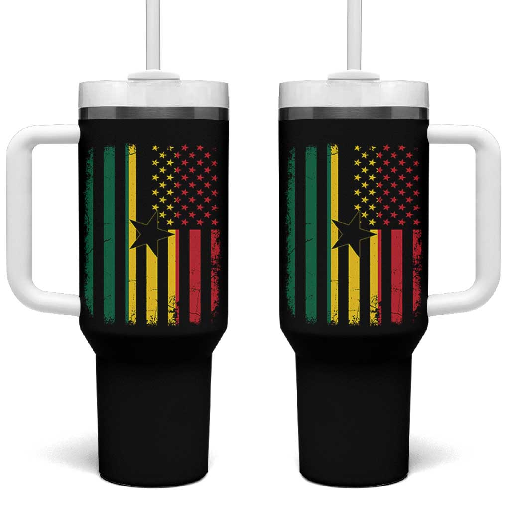 Ghana American Flag Tumbler With Handle Vintage Ghanaian Pride Heritage Graphic for Ghanaian Americans