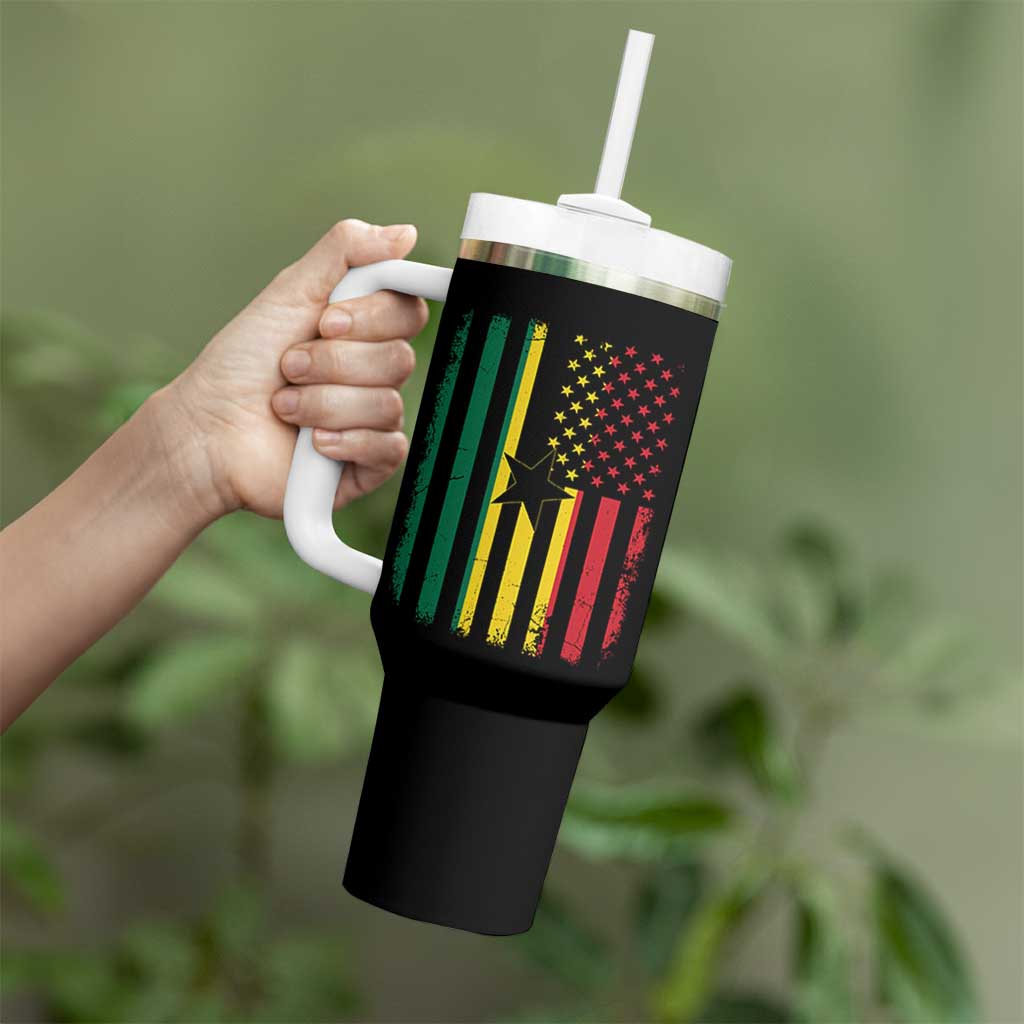 Ghana American Flag Tumbler With Handle Vintage Ghanaian Pride Heritage Graphic for Ghanaian Americans