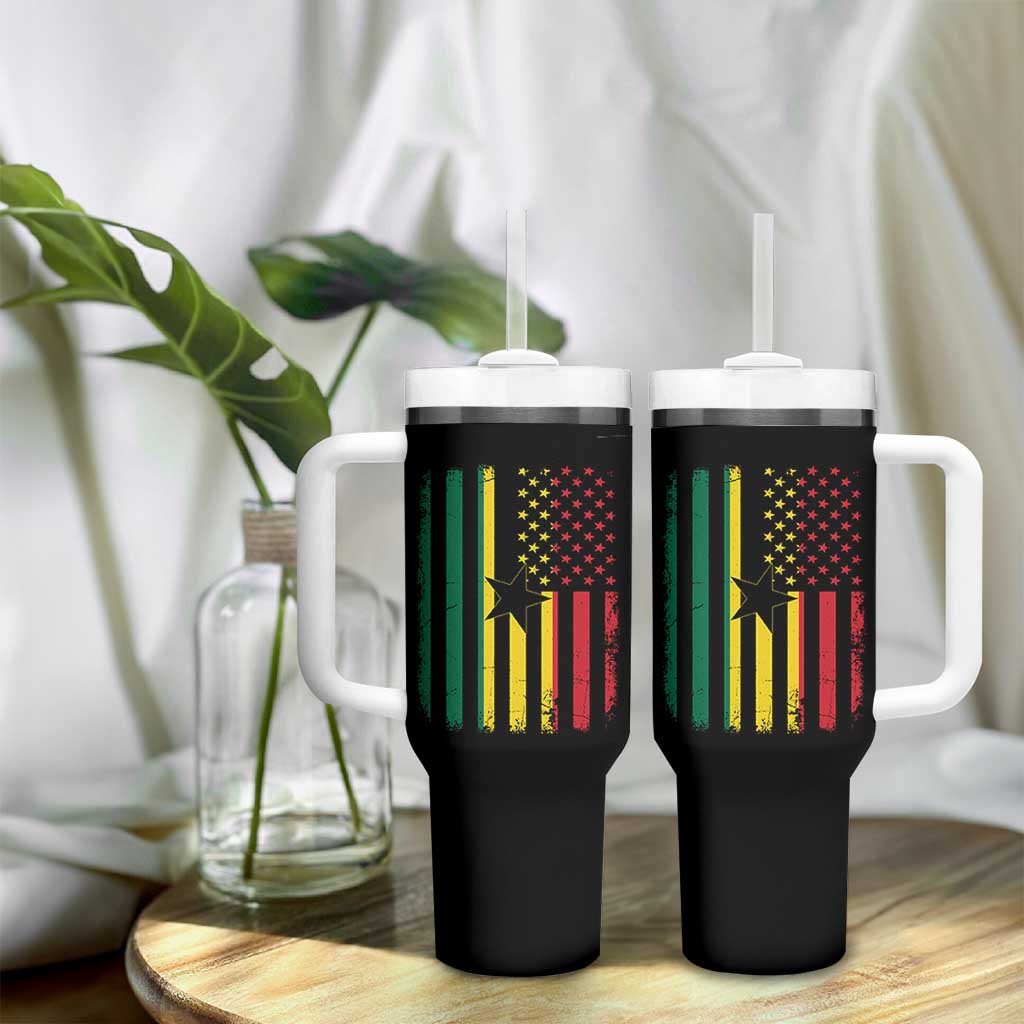 Ghana American Flag Tumbler With Handle Vintage Ghanaian Pride Heritage Graphic for Ghanaian Americans