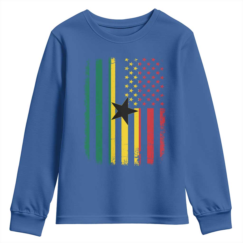 Ghana American Flag Youth Sweatshirt Vintage Ghanaian Pride Heritage Graphic for Ghanaian Americans