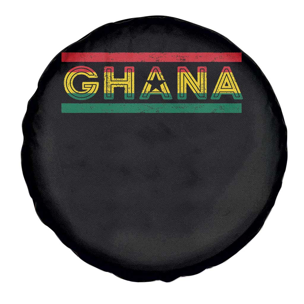 Retro Ghana Flag Spare Tire Cover Vintage Ghanaian Pride Ghanese Roots Heritage Graphic