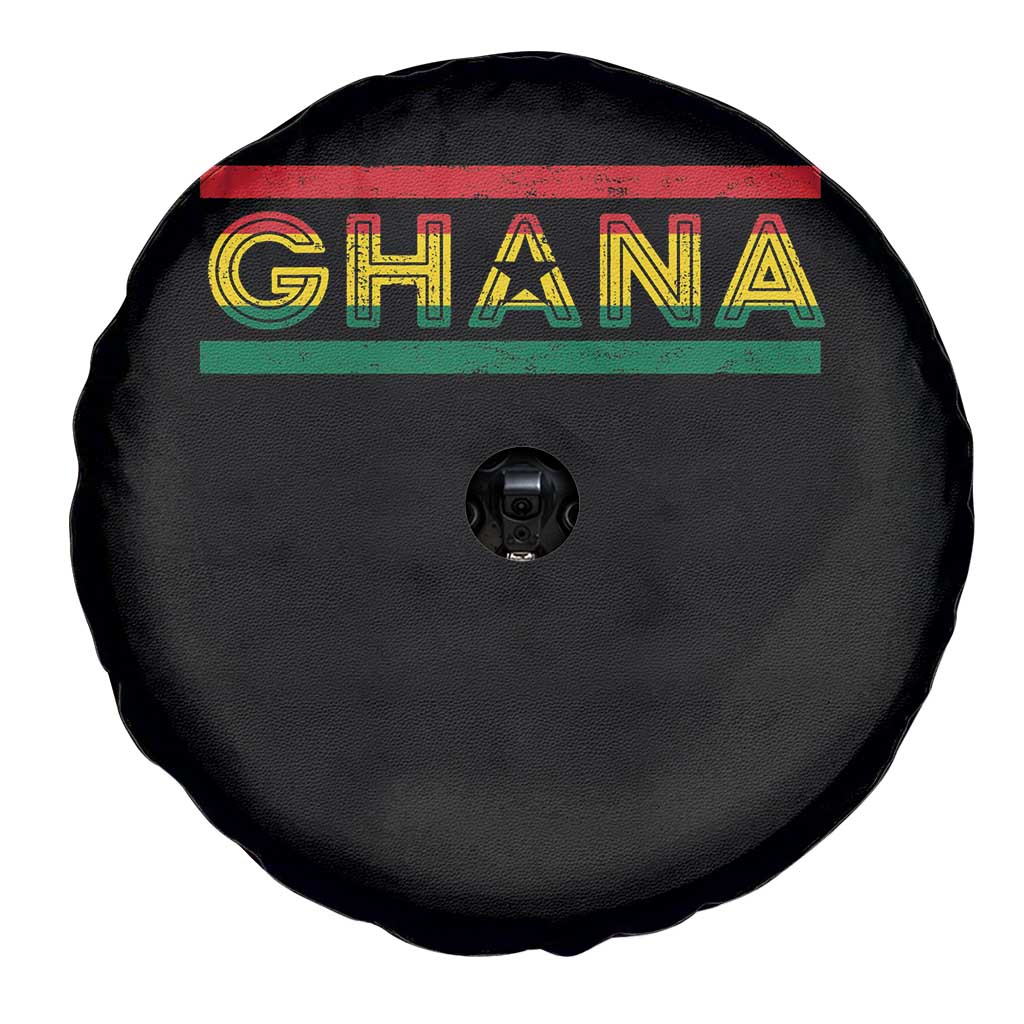 Retro Ghana Flag Spare Tire Cover Vintage Ghanaian Pride Ghanese Roots Heritage Graphic