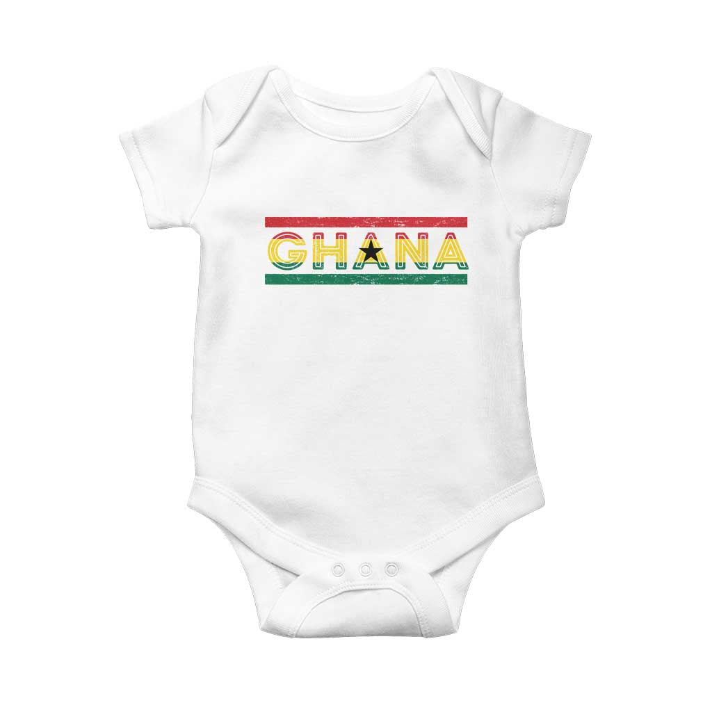 Retro Ghana Flag Baby Onesie Vintage Ghanaian Pride Ghanese Roots Heritage Graphic