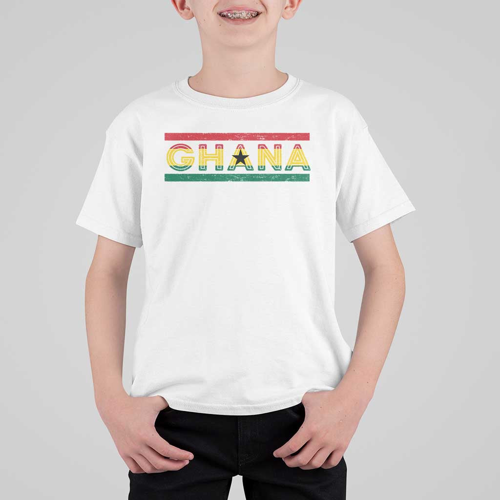 Retro Ghana Flag T Shirt For Kid Vintage Ghanaian Pride Ghanese Roots Heritage Graphic