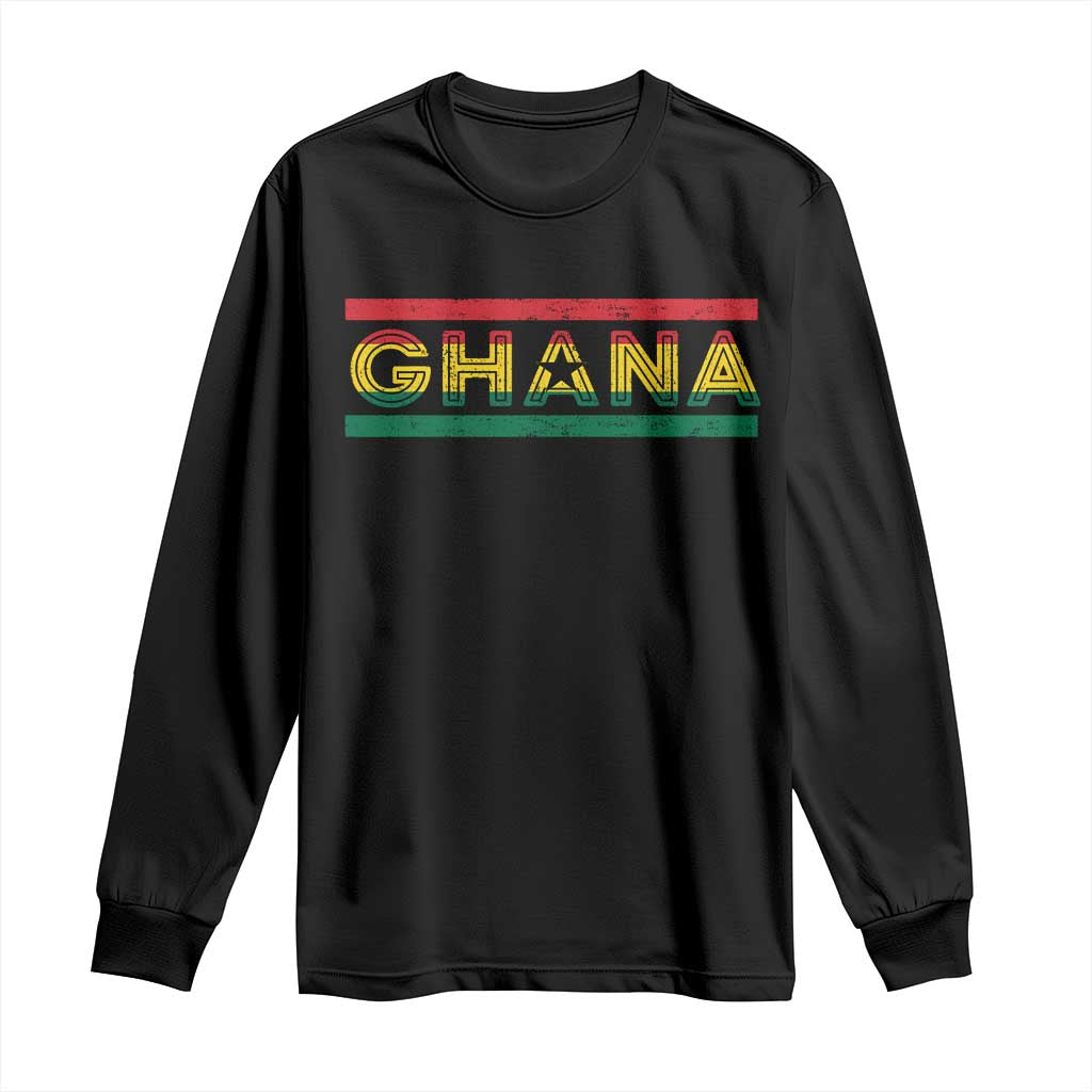 Retro Ghana Flag Long Sleeve Shirt Vintage Ghanaian Pride Ghanese Roots Heritage Graphic