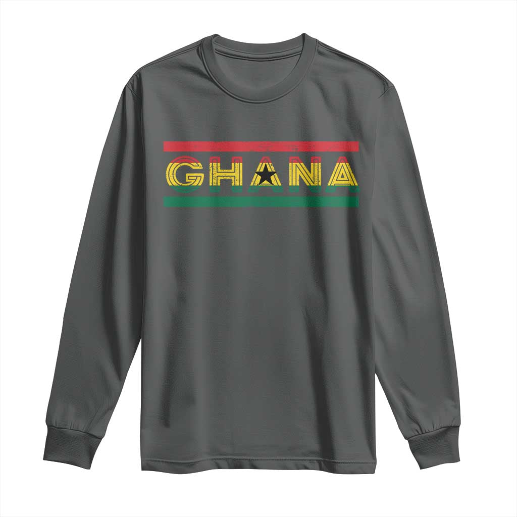 Retro Ghana Flag Long Sleeve Shirt Vintage Ghanaian Pride Ghanese Roots Heritage Graphic