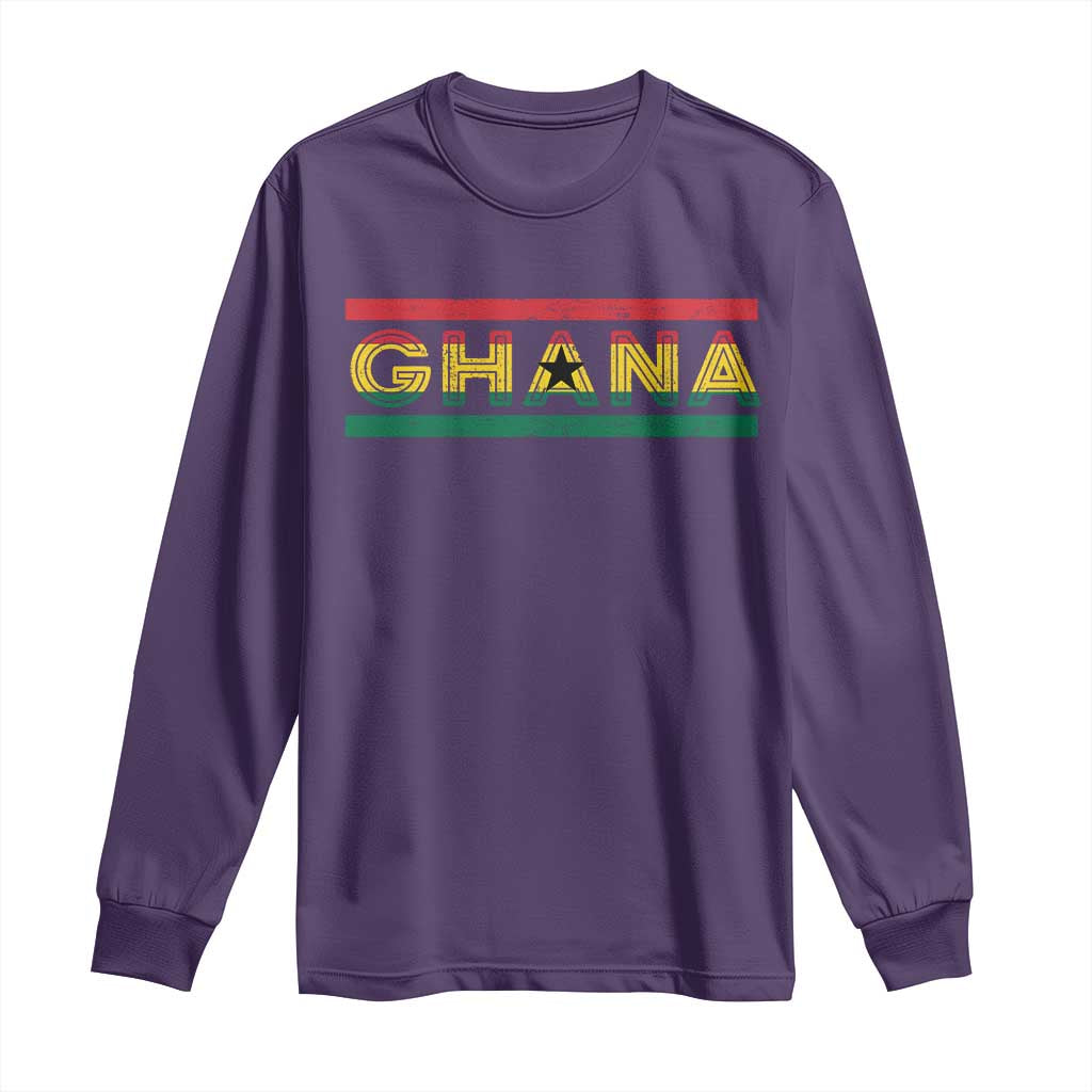 Retro Ghana Flag Long Sleeve Shirt Vintage Ghanaian Pride Ghanese Roots Heritage Graphic
