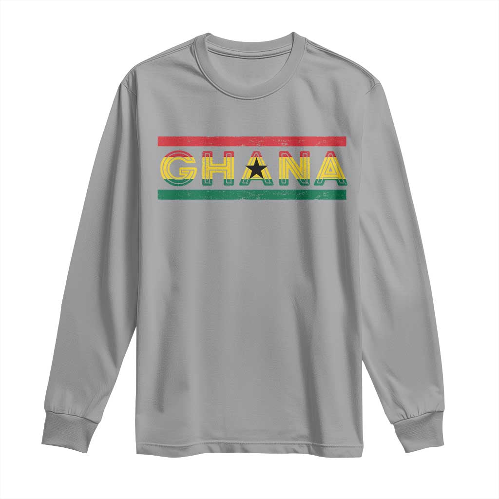 Retro Ghana Flag Long Sleeve Shirt Vintage Ghanaian Pride Ghanese Roots Heritage Graphic