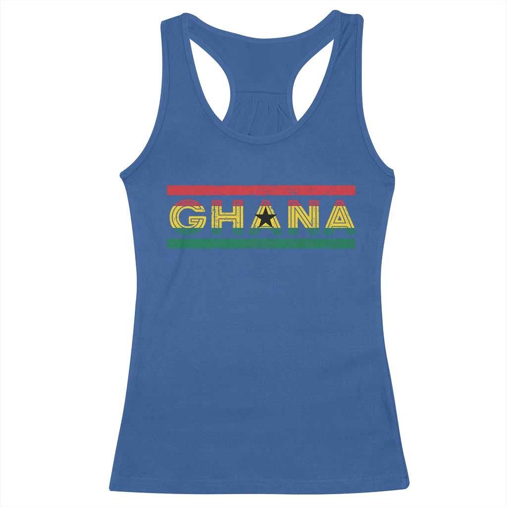 Retro Ghana Flag Racerback Tank Top Vintage Ghanaian Pride Ghanese Roots Heritage Graphic