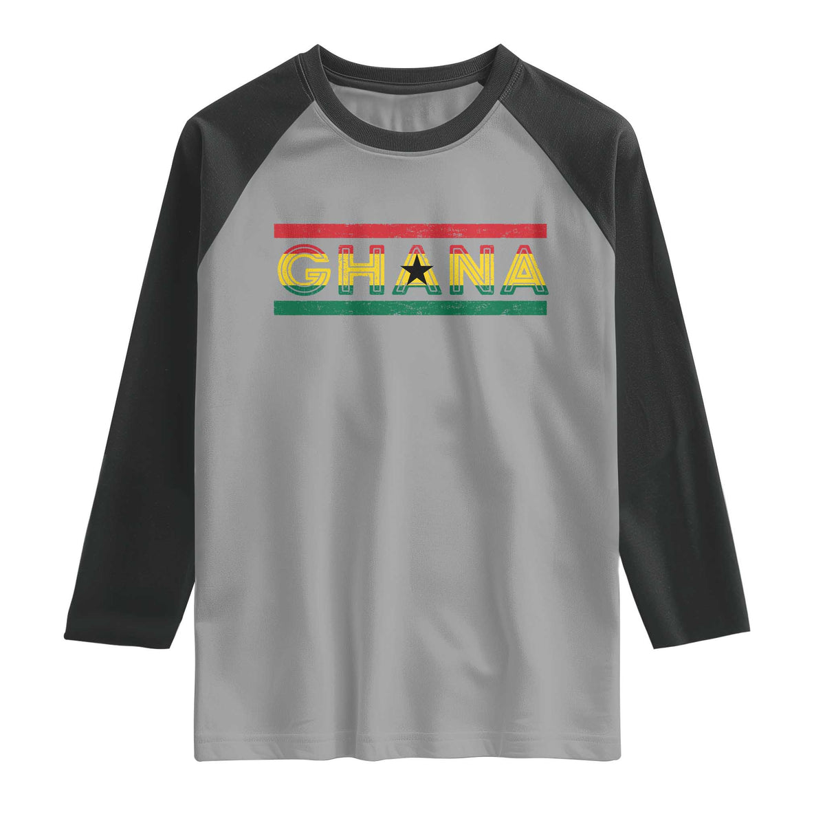 Retro Ghana Flag Raglan Shirt Vintage Ghanaian Pride Ghanese Roots Heritage Graphic
