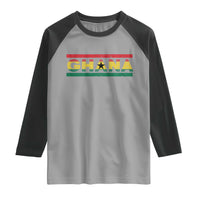 Retro Ghana Flag Raglan Shirt Vintage Ghanaian Pride Ghanese Roots Heritage Graphic