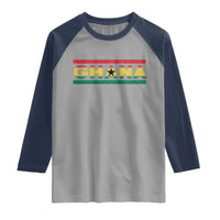 Retro Ghana Flag Raglan Shirt Vintage Ghanaian Pride Ghanese Roots Heritage Graphic
