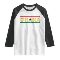 Retro Ghana Flag Raglan Shirt Vintage Ghanaian Pride Ghanese Roots Heritage Graphic