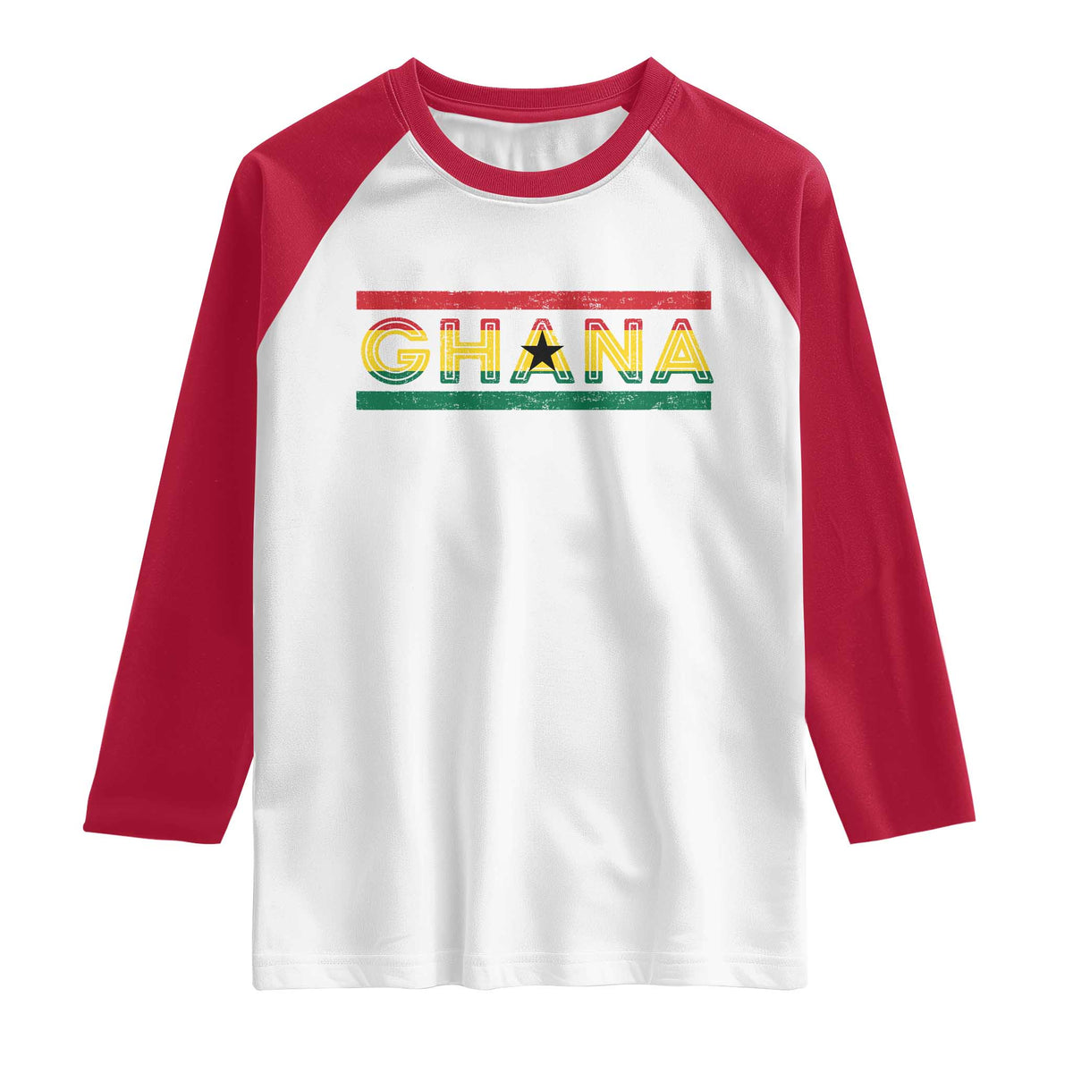 Retro Ghana Flag Raglan Shirt Vintage Ghanaian Pride Ghanese Roots Heritage Graphic