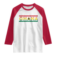 Retro Ghana Flag Raglan Shirt Vintage Ghanaian Pride Ghanese Roots Heritage Graphic