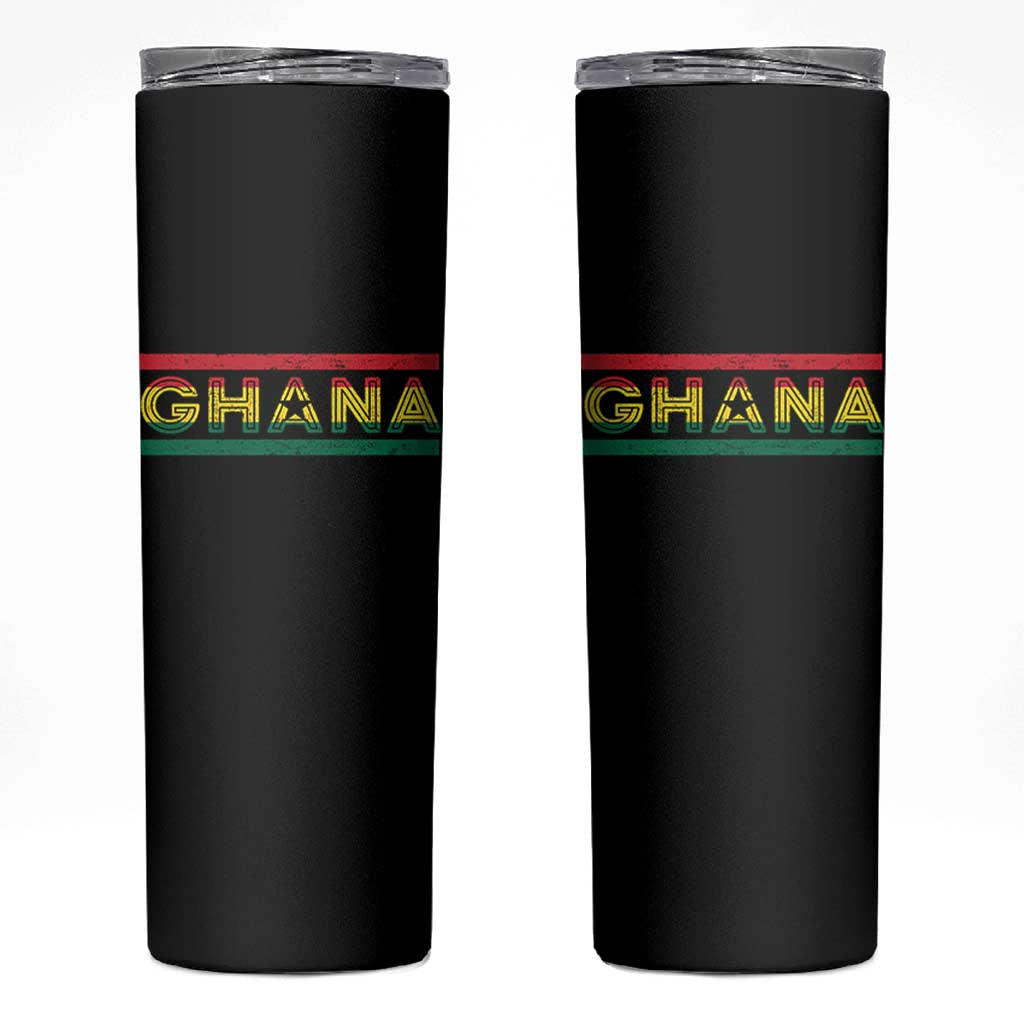 Retro Ghana Flag Skinny Tumbler Vintage Ghanaian Pride Ghanese Roots Heritage Graphic