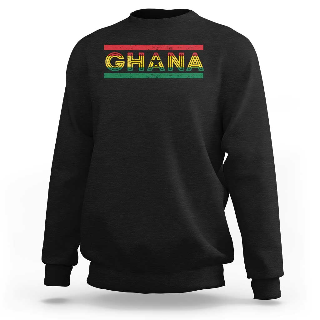 Retro Ghana Flag Sweatshirt Vintage Ghanaian Pride Ghanese Roots Heritage Graphic