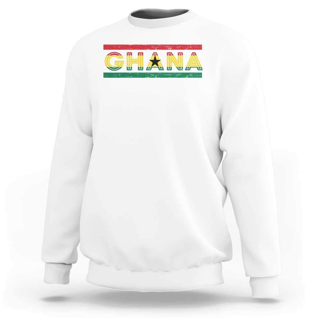 Retro Ghana Flag Sweatshirt Vintage Ghanaian Pride Ghanese Roots Heritage Graphic