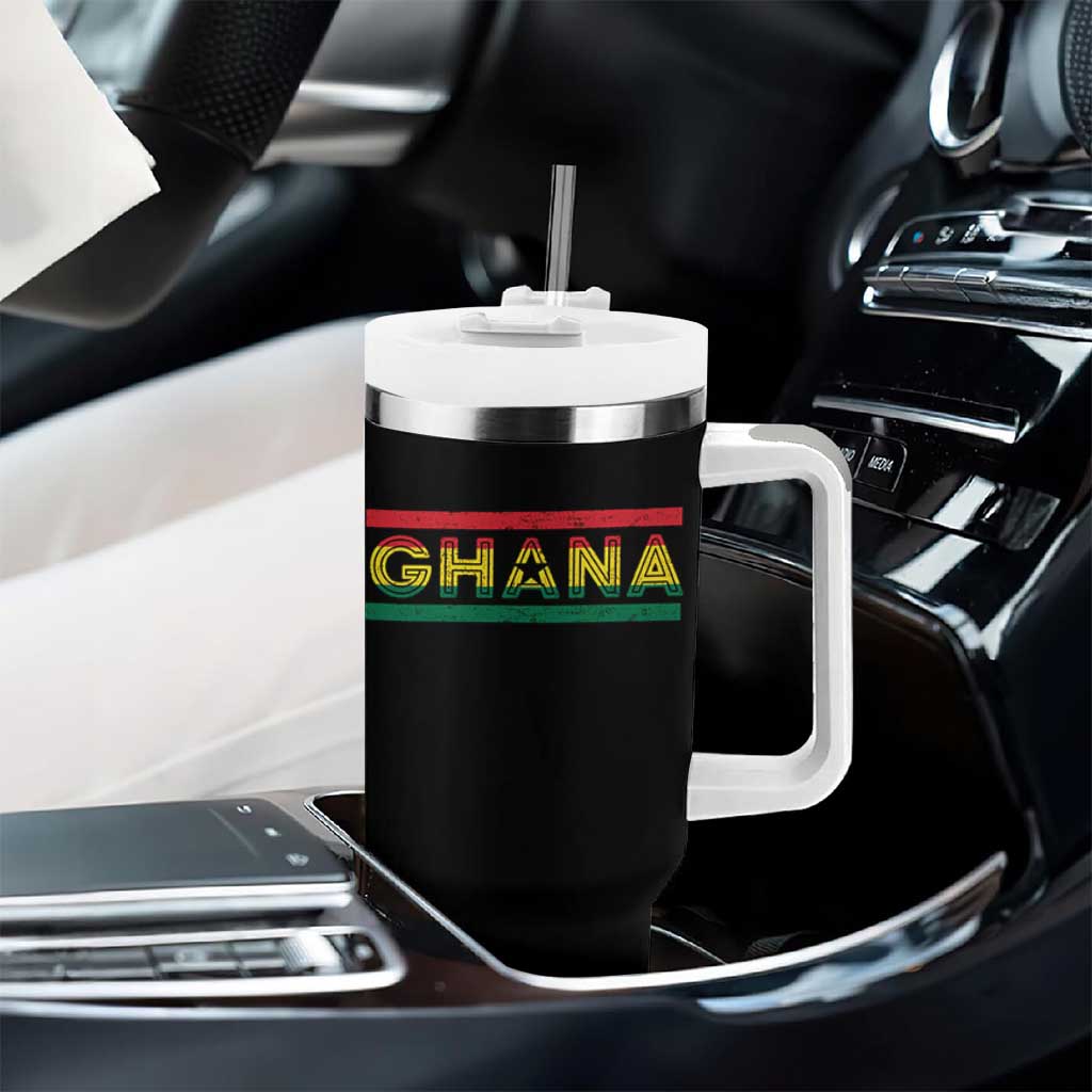 Retro Ghana Flag Tumbler With Handle Vintage Ghanaian Pride Ghanese Roots Heritage Graphic