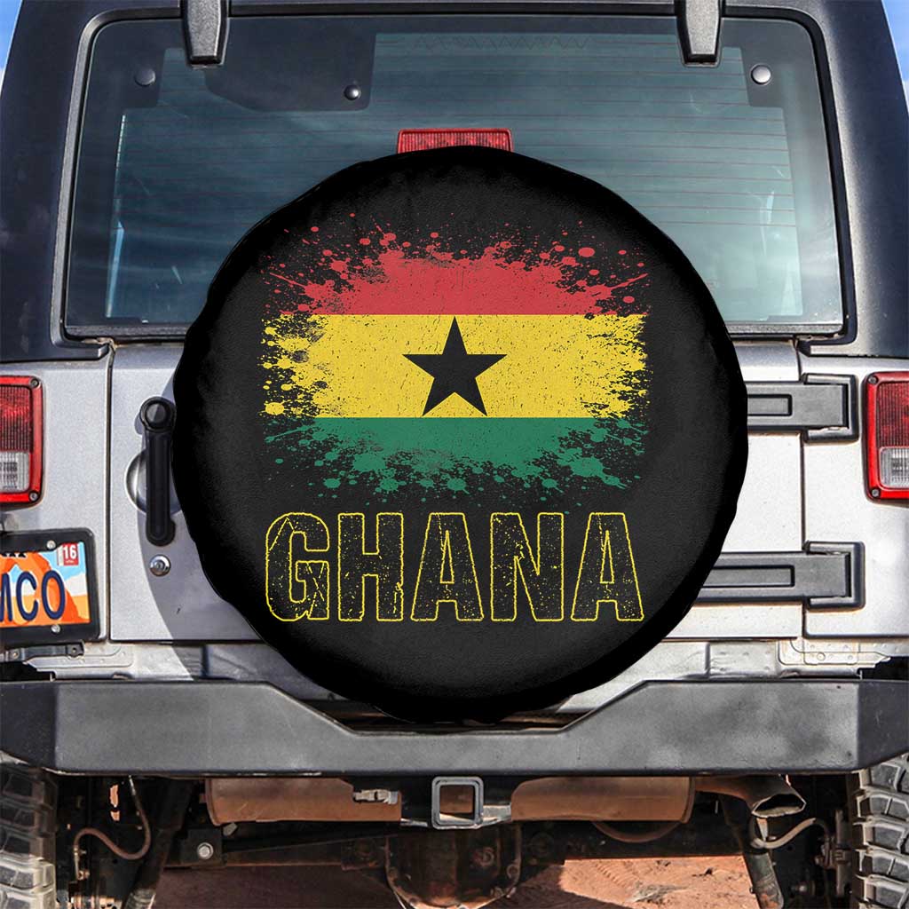 Ghana Spare Tire Cover Retro Vintage Watercolors Sport Ghanaian Flag Proud Ghanaians