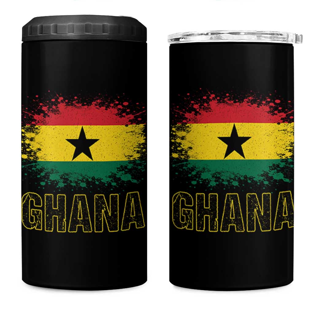 Ghana 4 in 1 Can Cooler Tumbler Retro Vintage Watercolors Sport Ghanaian Flag Proud Ghanaians