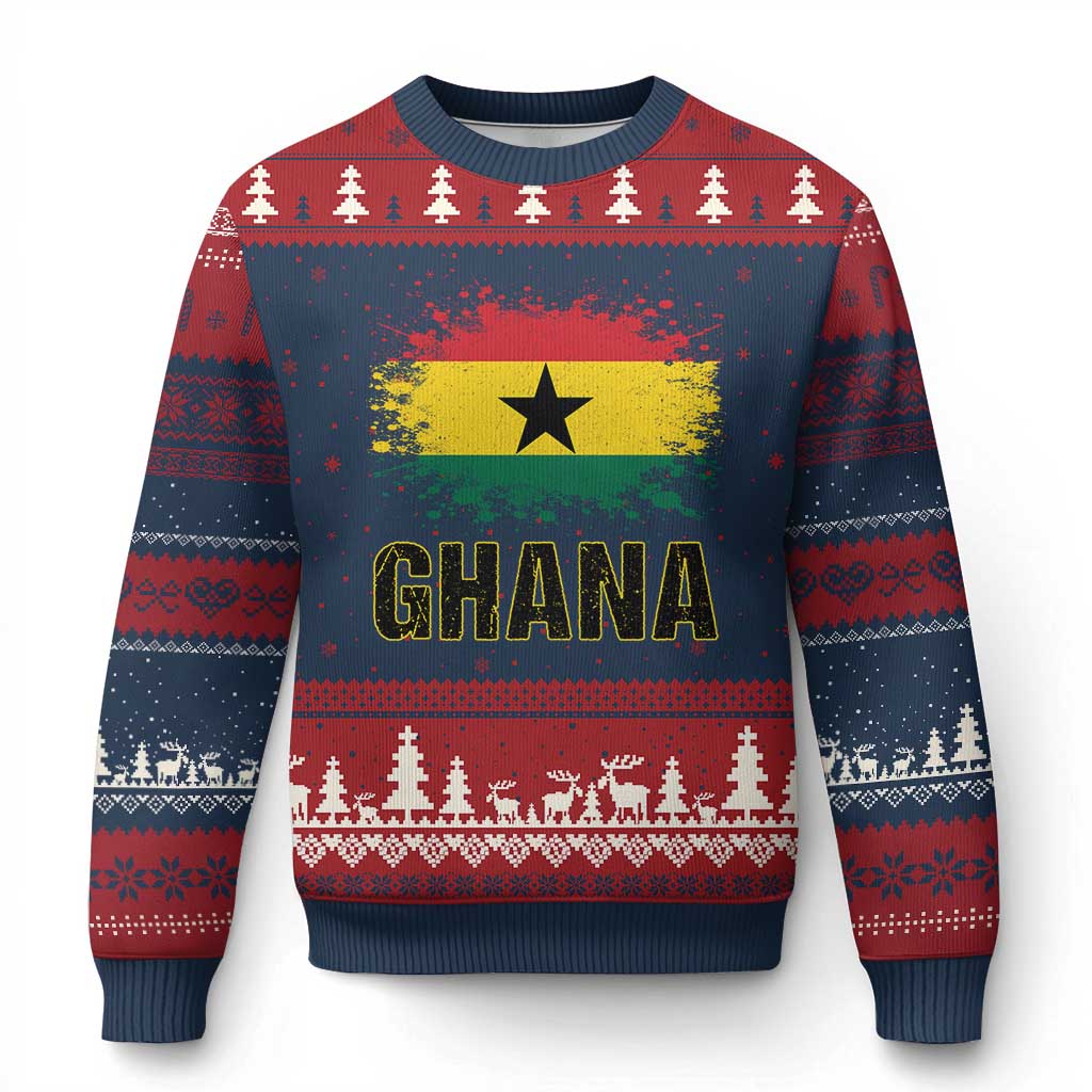 Ghana Ugly Christmas Sweater Retro Vintage Watercolors Sport Ghanaian Flag Proud Ghanaians