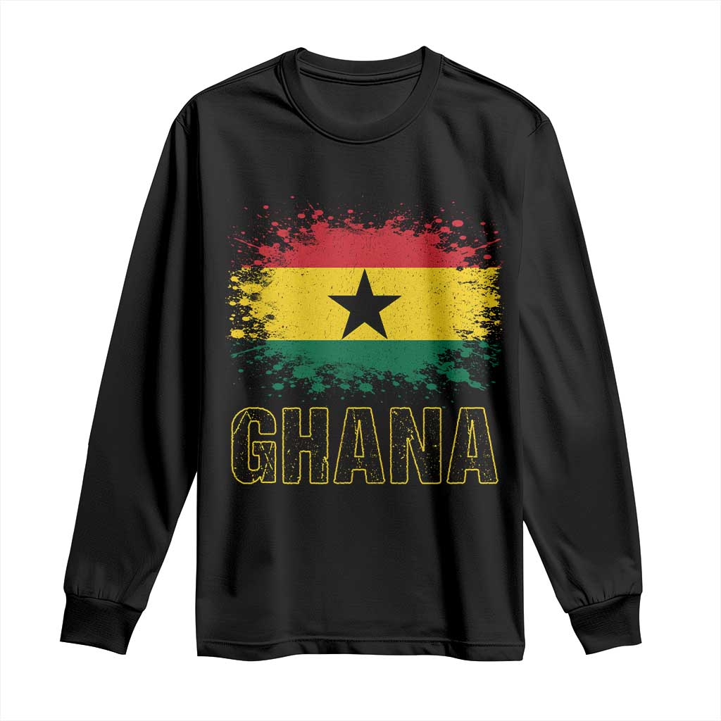 Ghana Long Sleeve Shirt Retro Vintage Watercolors Sport Ghanaian Flag Proud Ghanaians