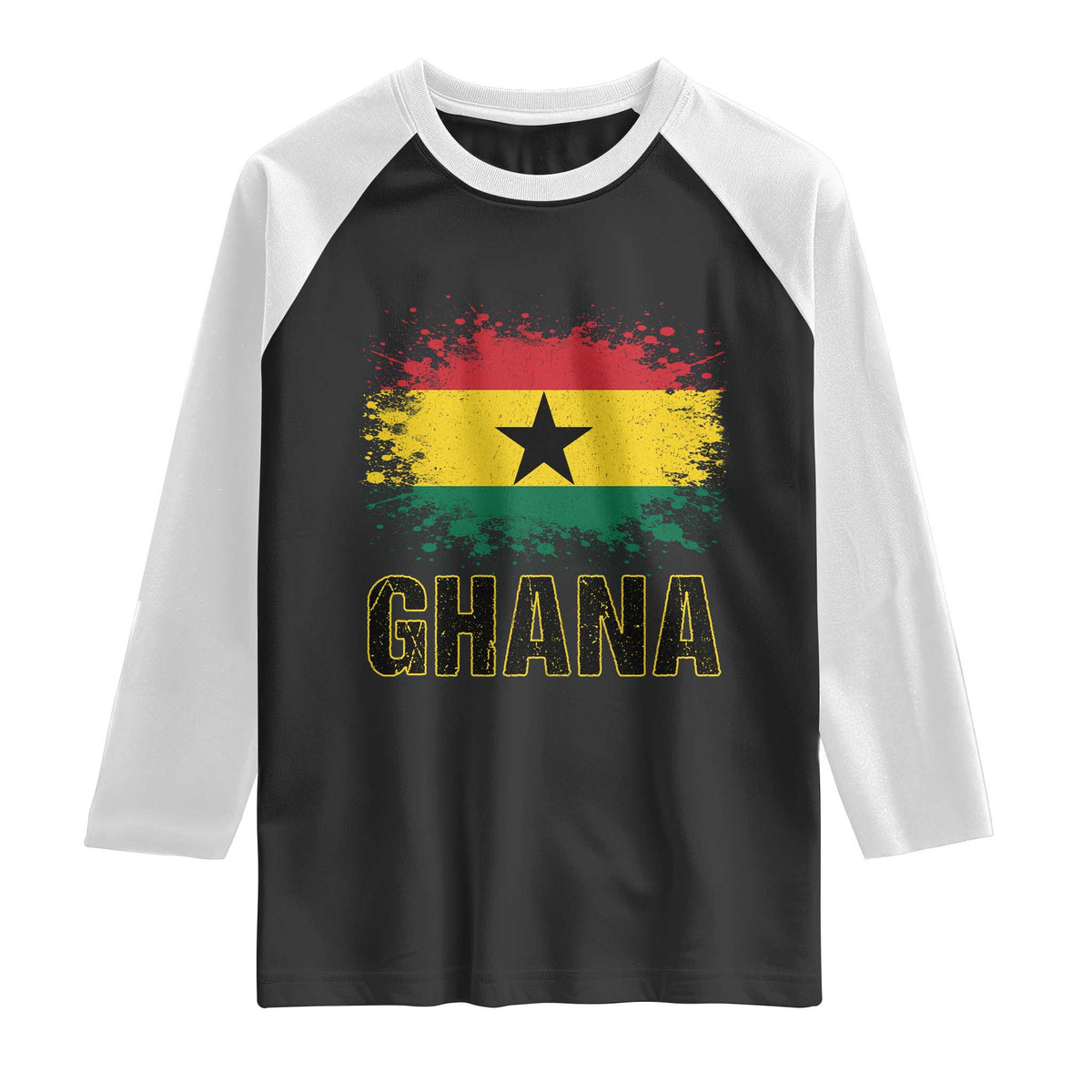 Ghana Raglan Shirt Retro Vintage Watercolors Sport Ghanaian Flag Proud Ghanaians