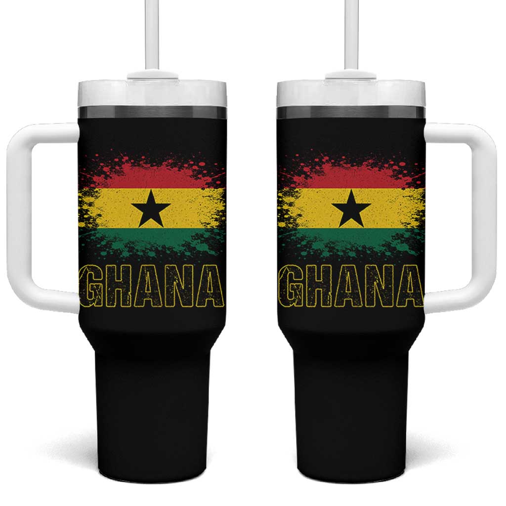 Ghana Tumbler With Handle Retro Vintage Watercolors Sport Ghanaian Flag Proud Ghanaians