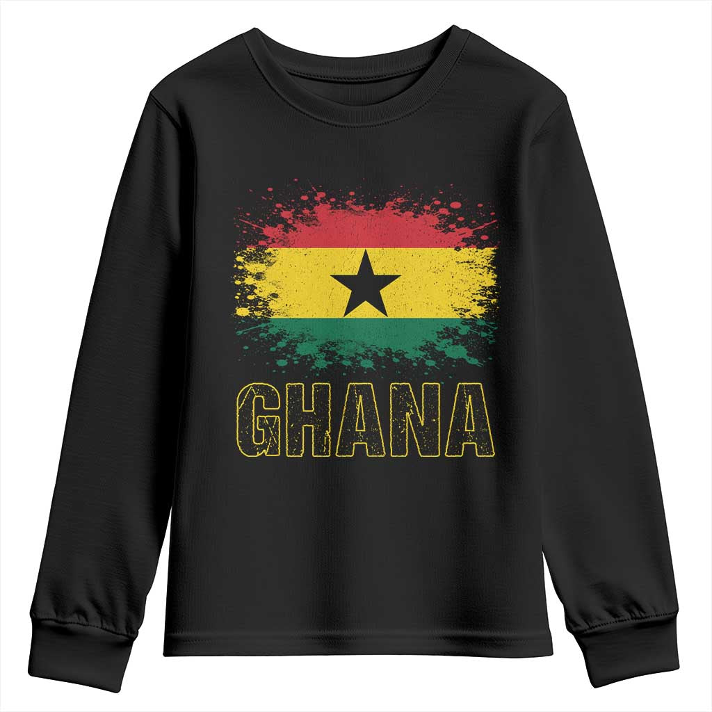 Ghana Youth Sweatshirt Retro Vintage Watercolors Sport Ghanaian Flag Proud Ghanaians