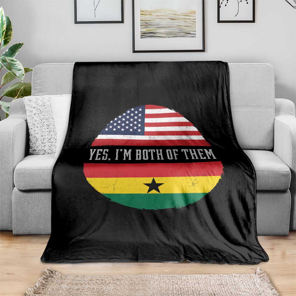 Half American Half Ghanaian Throw Blanket Pride Ghanese Roots USA Flag Ghana Heritage Yes Im Both Of Them