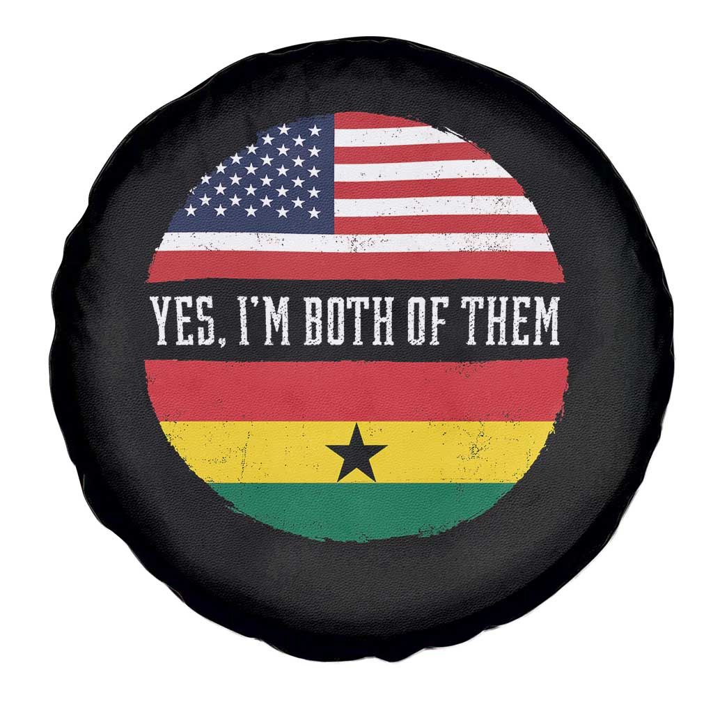 Half American Half Ghanaian Spare Tire Cover Pride Ghanese Roots USA Flag Ghana Heritage Yes Im Both Of Them