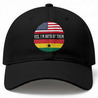 Half American Half Ghanaian Baseball Cap Pride Ghanese Roots USA Flag Ghana Heritage Yes Im Both Of Them