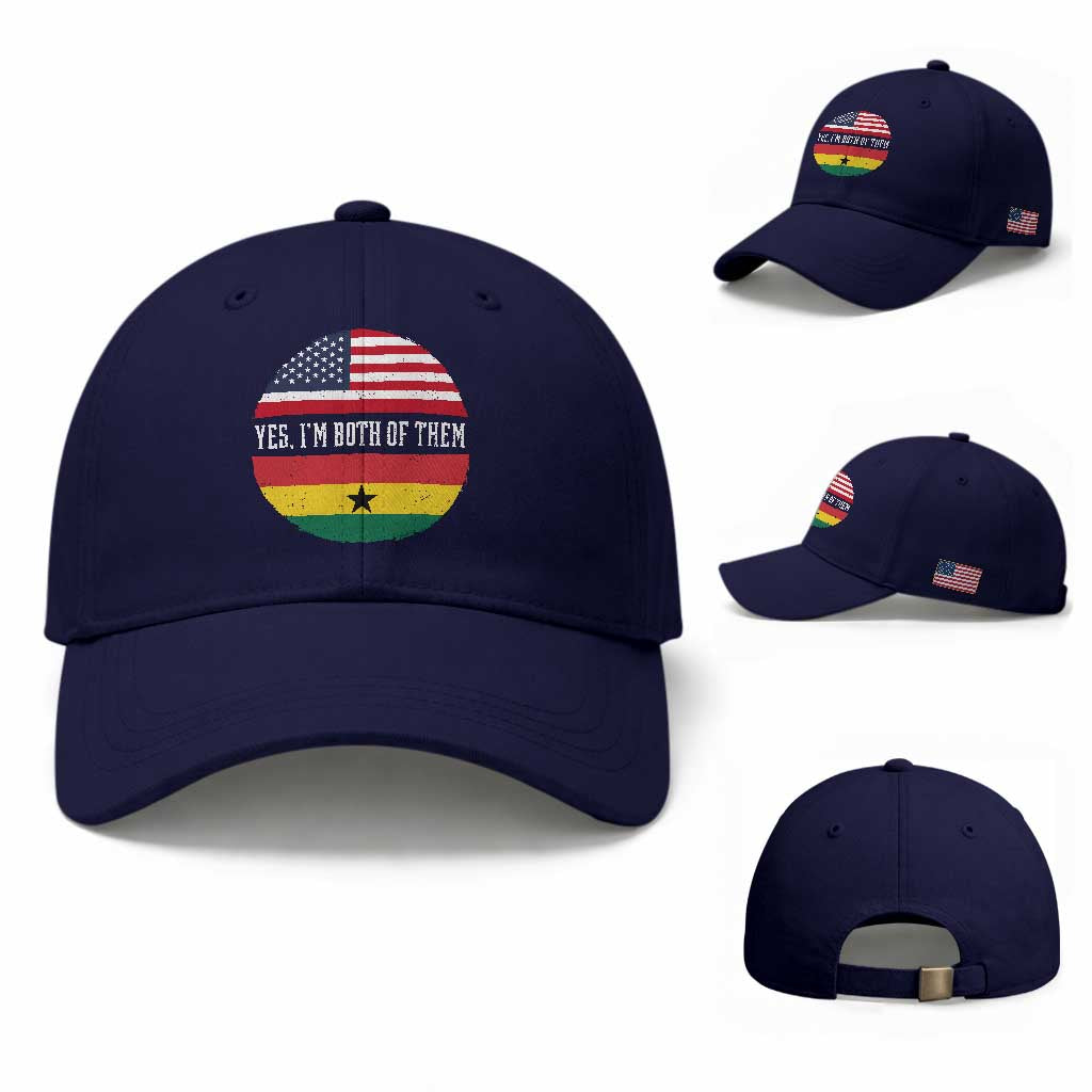 Half American Half Ghanaian Baseball Cap Pride Ghanese Roots USA Flag Ghana Heritage Yes Im Both Of Them