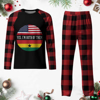 Half American Half Ghanaian Plaid Pajama Set Pride Ghanese Roots USA Flag Ghana Heritage Yes Im Both Of Them