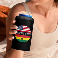 Half American Half Ghanaian 4 in 1 Can Cooler Tumbler Pride Ghanese Roots USA Flag Ghana Heritage Yes Im Both Of Them