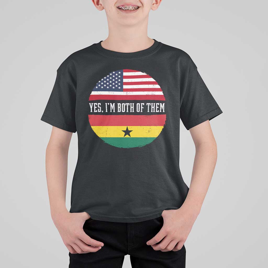 Half American Half Ghanaian T Shirt For Kid Pride Ghanese Roots USA Flag Ghana Heritage Yes Im Both Of Them