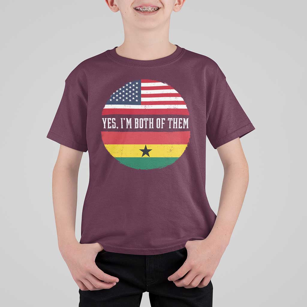 Half American Half Ghanaian T Shirt For Kid Pride Ghanese Roots USA Flag Ghana Heritage Yes Im Both Of Them