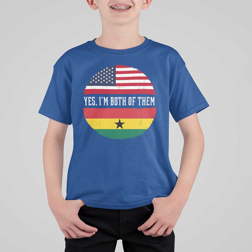 Half American Half Ghanaian T Shirt For Kid Pride Ghanese Roots USA Flag Ghana Heritage Yes Im Both Of Them