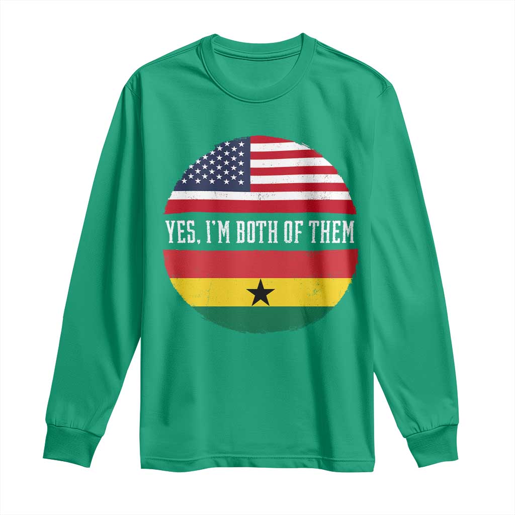 Half American Half Ghanaian Long Sleeve Shirt Pride Ghanese Roots USA Flag Ghana Heritage Yes Im Both Of Them
