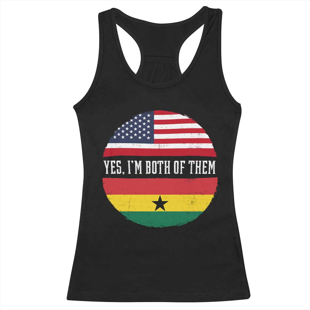 Half American Half Ghanaian Racerback Tank Top Pride Ghanese Roots USA Flag Ghana Heritage Yes Im Both Of Them
