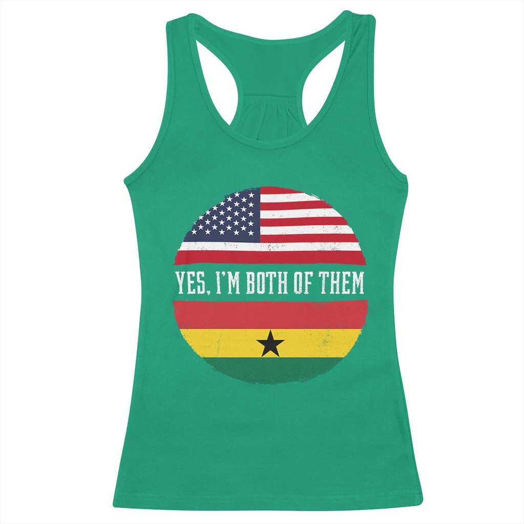 Half American Half Ghanaian Racerback Tank Top Pride Ghanese Roots USA Flag Ghana Heritage Yes Im Both Of Them