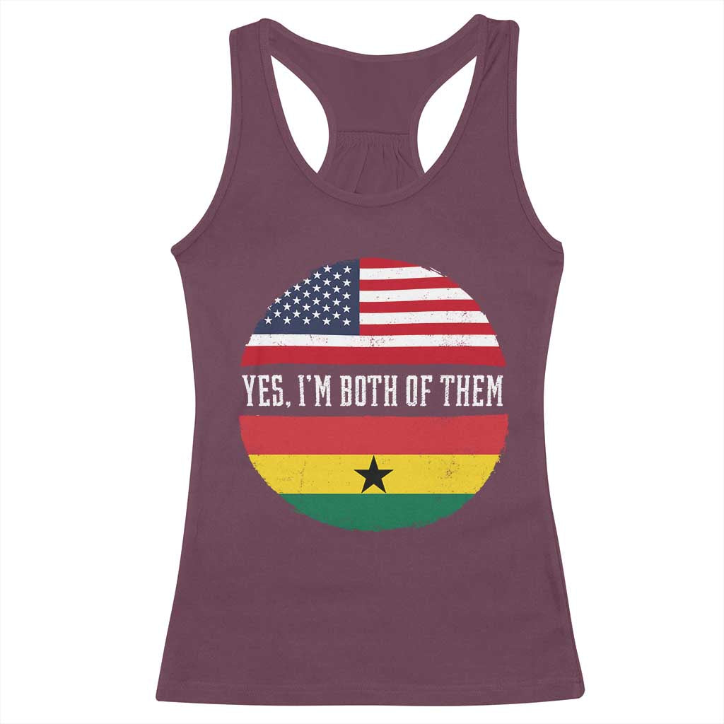 Half American Half Ghanaian Racerback Tank Top Pride Ghanese Roots USA Flag Ghana Heritage Yes Im Both Of Them
