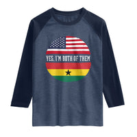Half American Half Ghanaian Raglan Shirt Pride Ghanese Roots USA Flag Ghana Heritage Yes Im Both Of Them