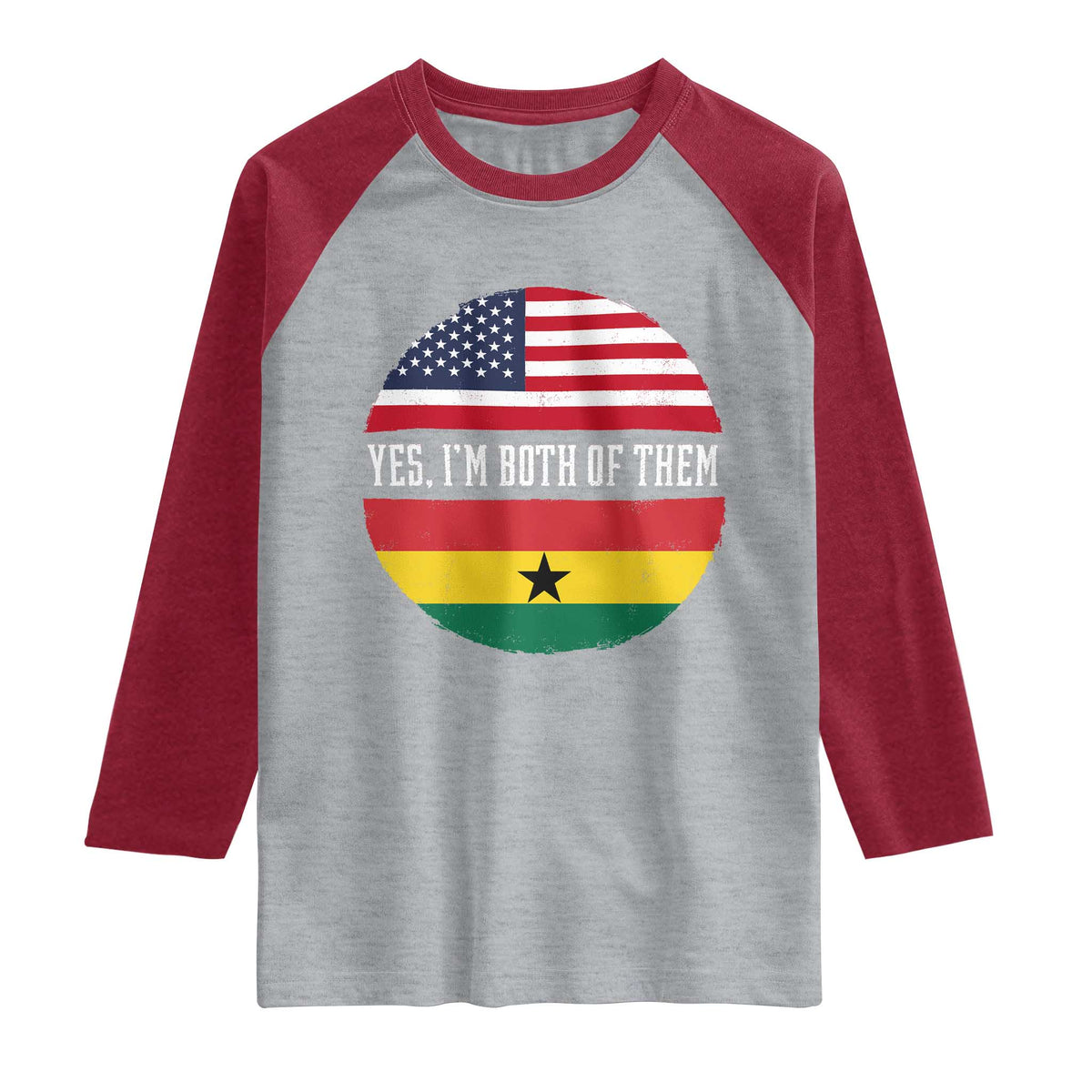 Half American Half Ghanaian Raglan Shirt Pride Ghanese Roots USA Flag Ghana Heritage Yes Im Both Of Them