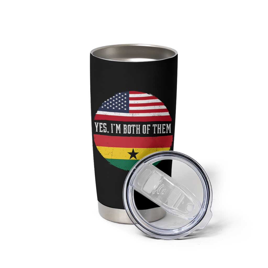 Half American Half Ghanaian Tumbler Cup Pride Ghanese Roots USA Flag Ghana Heritage Yes Im Both Of Them
