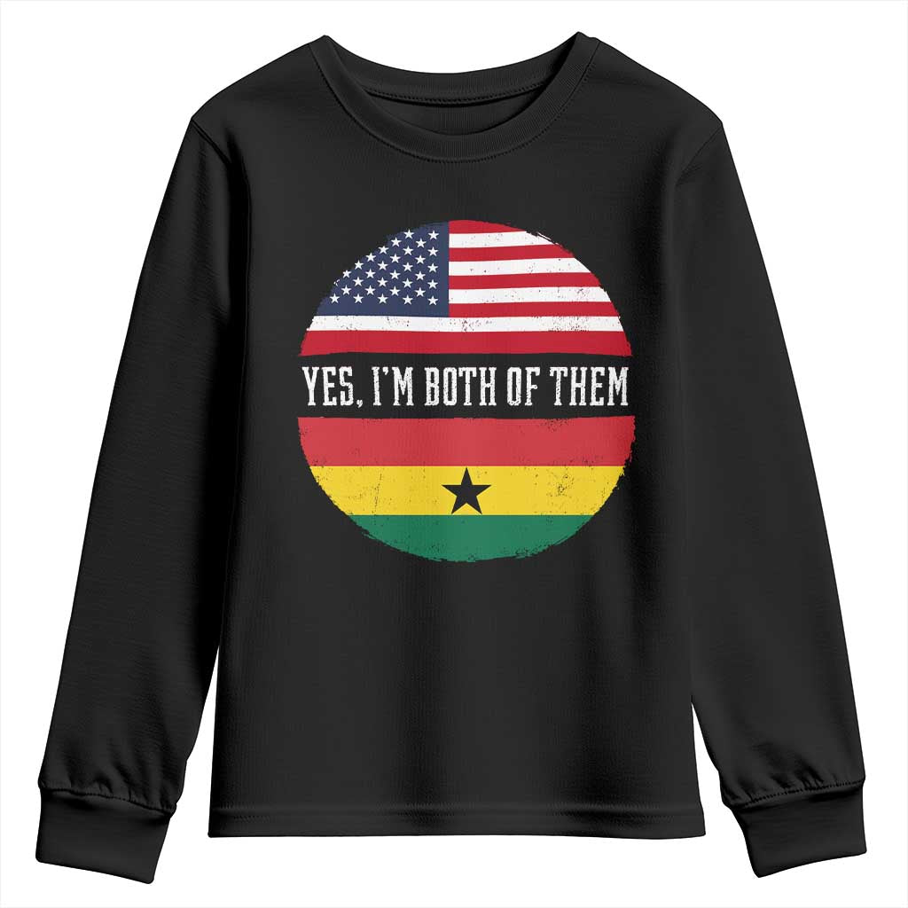 Half American Half Ghanaian Youth Sweatshirt Pride Ghanese Roots USA Flag Ghana Heritage Yes Im Both Of Them