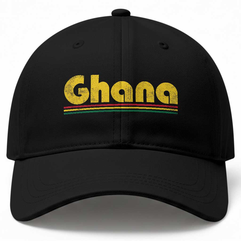 Vintage Ghana Baseball Cap Retro Stripe Flag Pride Ghanaian Heritage African Roots