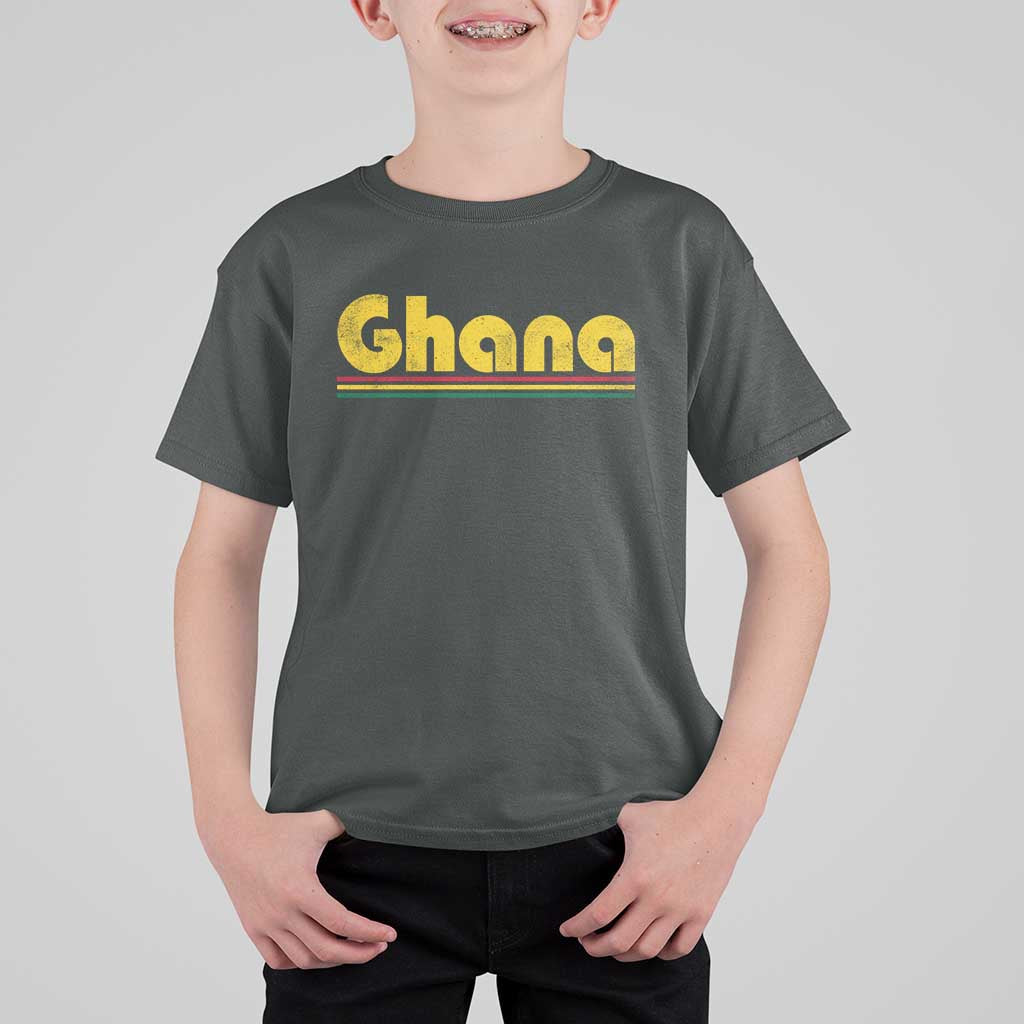 Vintage Ghana T Shirt For Kid Retro Stripe Flag Pride Ghanaian Heritage African Roots